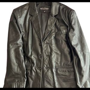 Vintage oversized black leather blazer